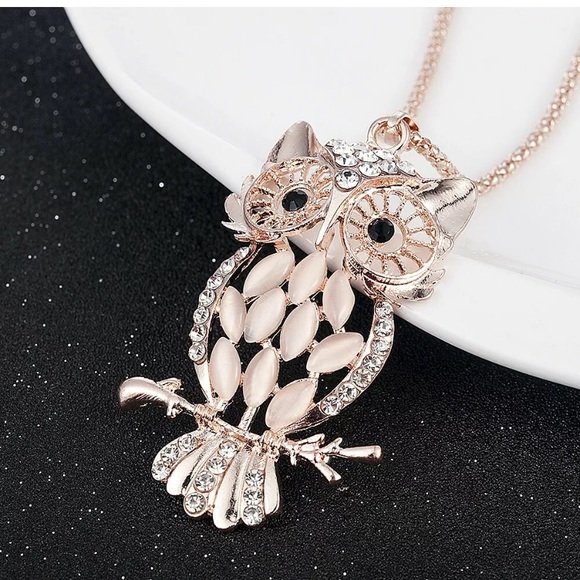 Crystal Opal Owl Pendant Chain Gold LongNecklace🦉 - Picture 2 of 5
